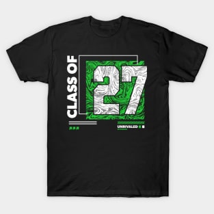 Class of 2027 Urban Streetwear // Graduation Class of '27 Green T-Shirt